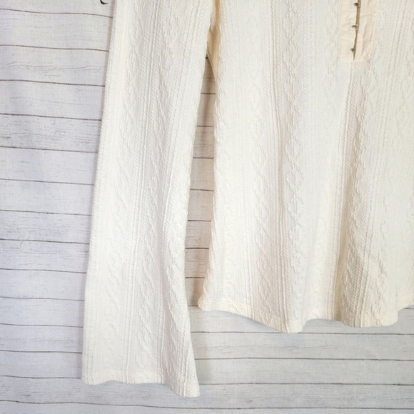 IDYLLWIND WADE LONG SLEEVE TEXTURED HENLEY SHIRT IN IVORY, SZ XS - Picture 10 of 16